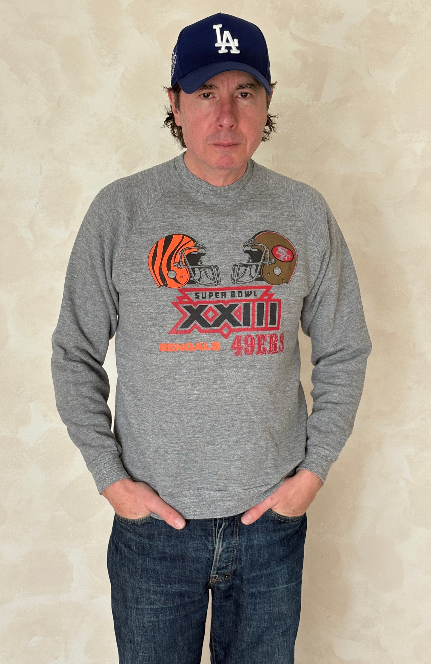 super bowl xxiii sweatshirt, bengals vs 49ers, vintage jerzees sweatshirt, nfl 80s crewneck, usa made sweatshirt