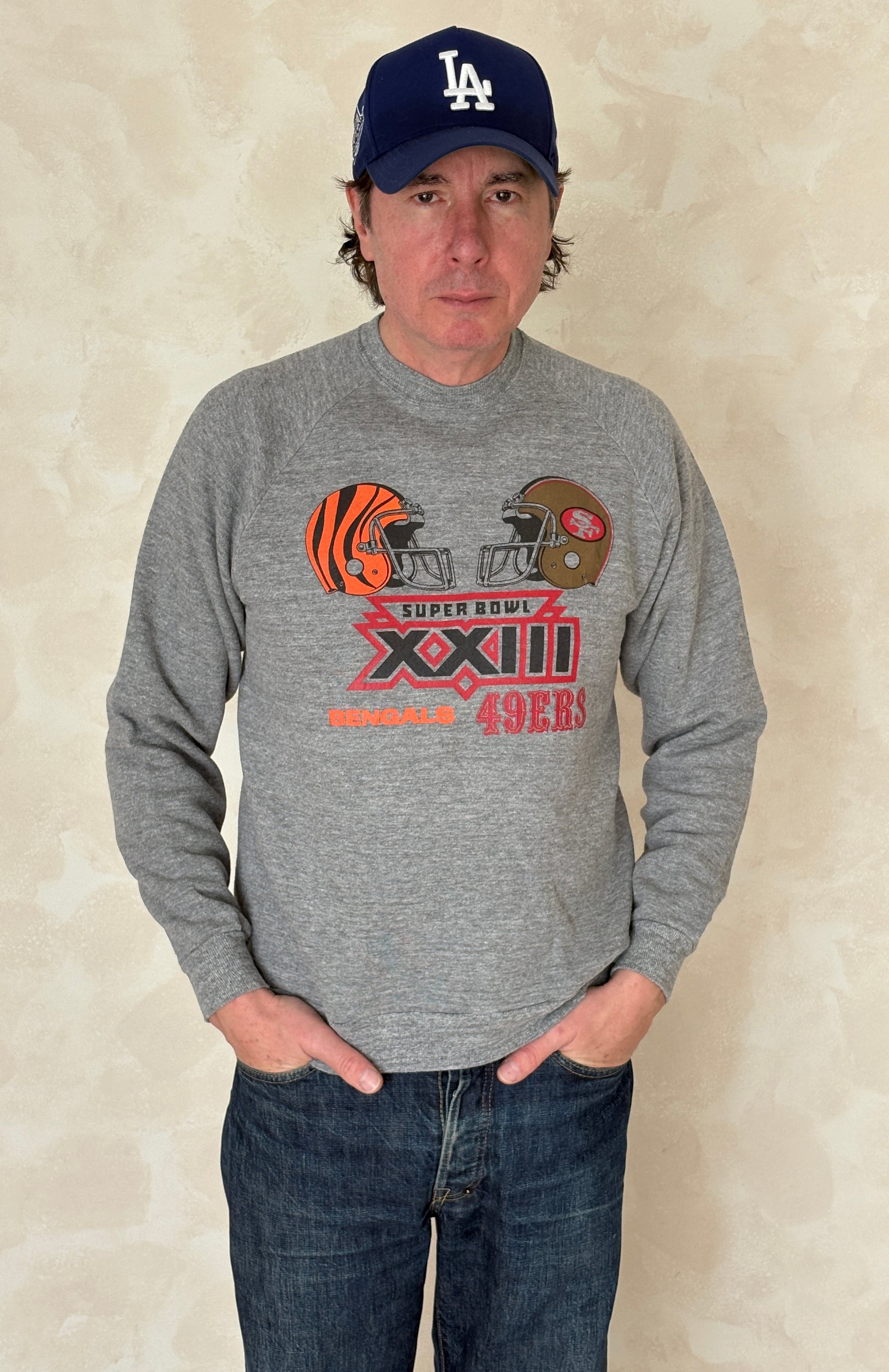 super bowl xxiii sweatshirt, bengals vs 49ers, vintage jerzees sweatshirt, nfl 80s crewneck, usa made sweatshirt