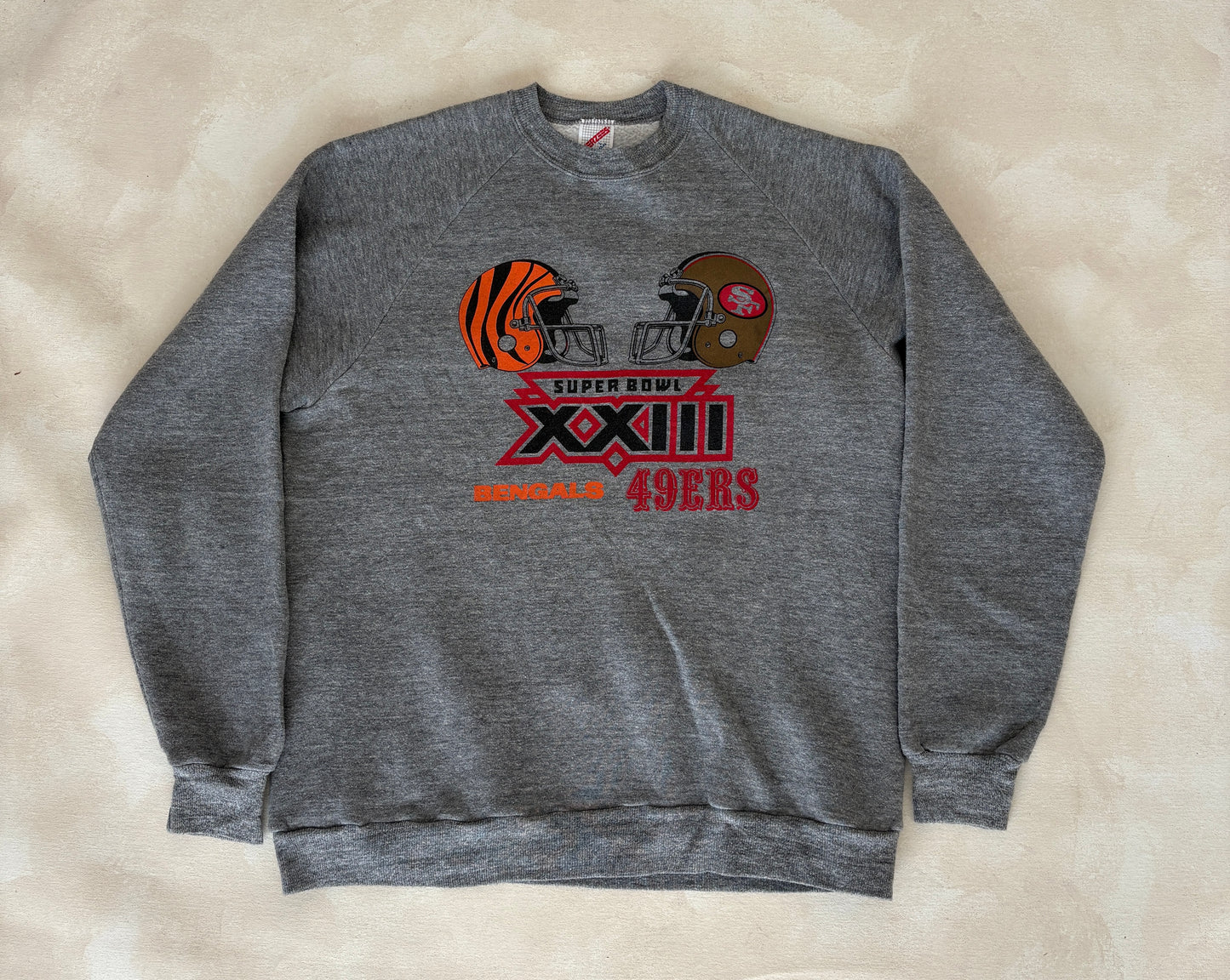 super bowl xxiii sweatshirt, bengals vs 49ers, vintage jerzees sweatshirt, nfl 80s crewneck, usa made sweatshirt