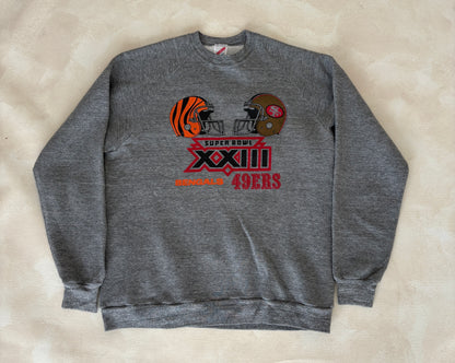 Size L Crew Neck Super Bowl XXIII Bengals vs 49ERS Made In USA By Jerzees-AJ357 Studio