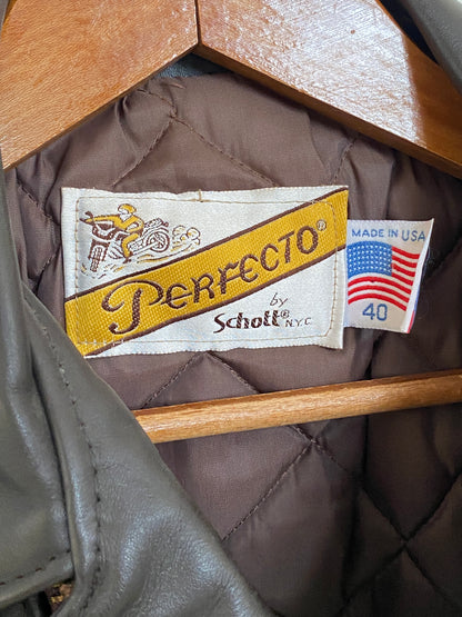 Size 40 USA (50 EU) Vintage New Schott Perfecto leather jacket. Made in USA-AJ357 Studio