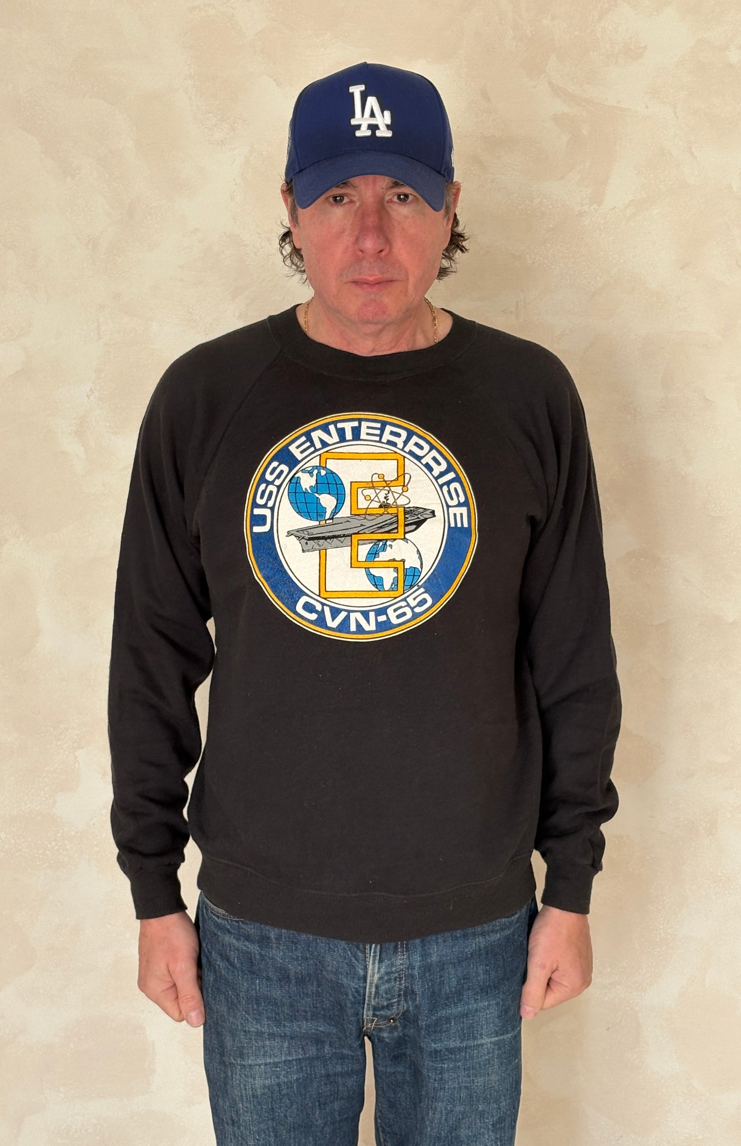 Size L Crew Neck 80s USS Enterprise CVN-65 Made In USA By Hanes - USA Vintage Bcn