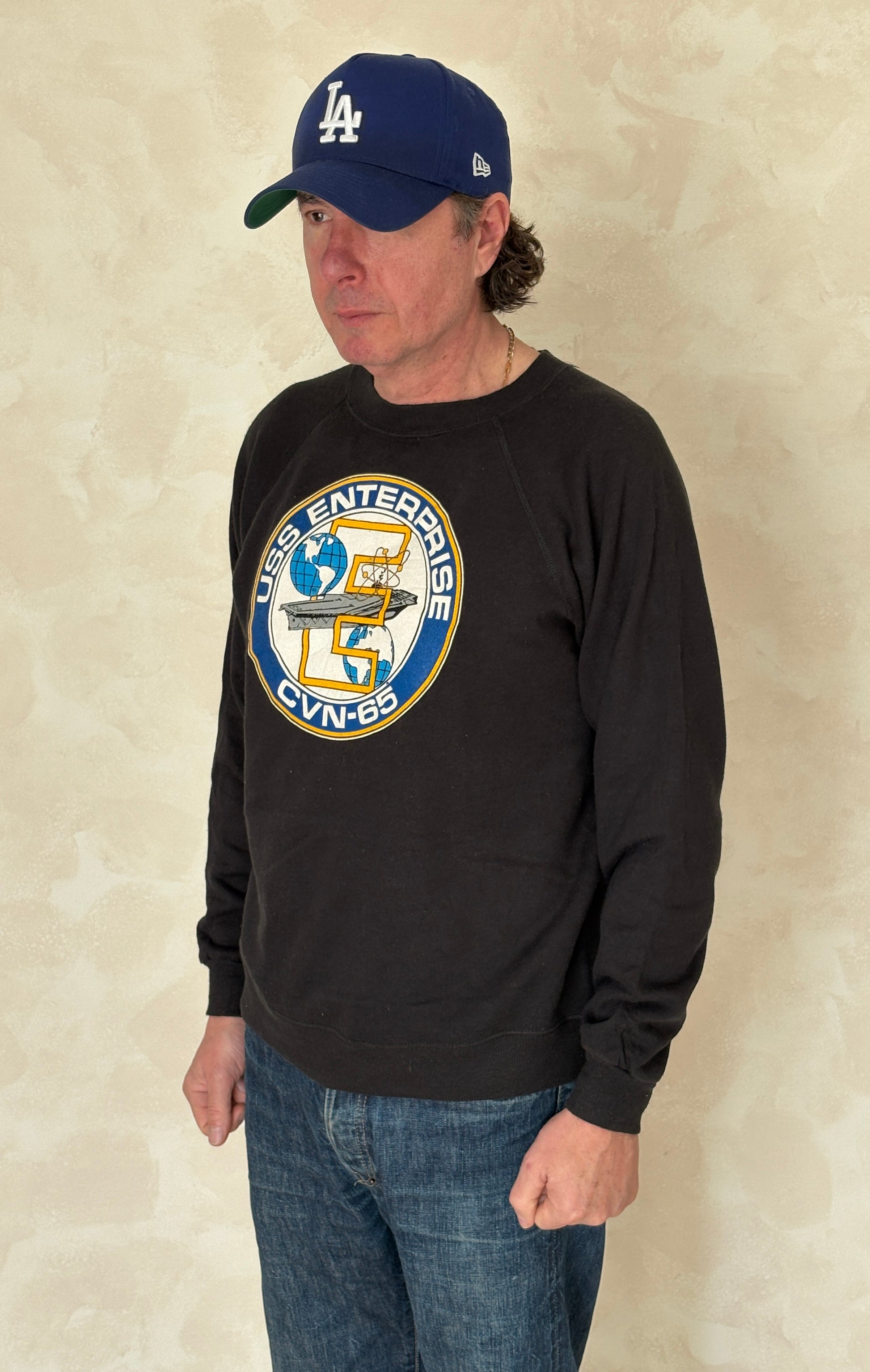 Size L Crew Neck 80s USS Enterprise CVN-65 Made In USA By Hanes - USA Vintage Bcn