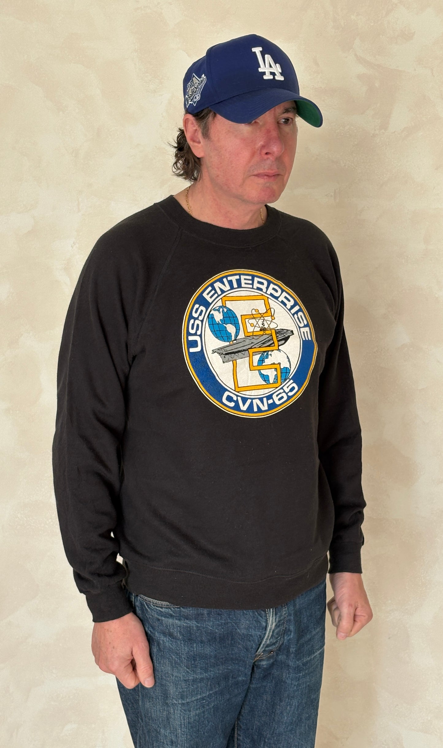 Size L Crew Neck 80s USS Enterprise CVN-65 Made In USA By Hanes - USA Vintage Bcn