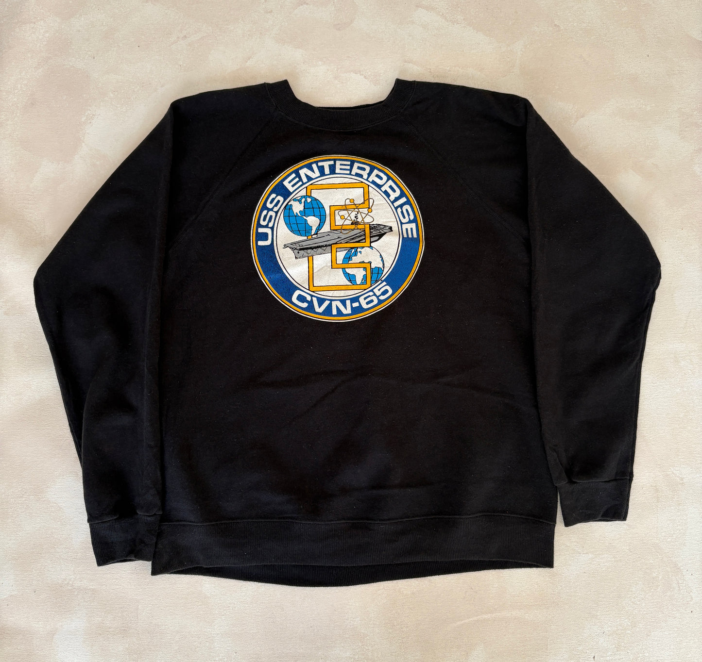 Size L Crew Neck 80s USS Enterprise CVN-65 Made In USA By Hanes - USA Vintage Bcn