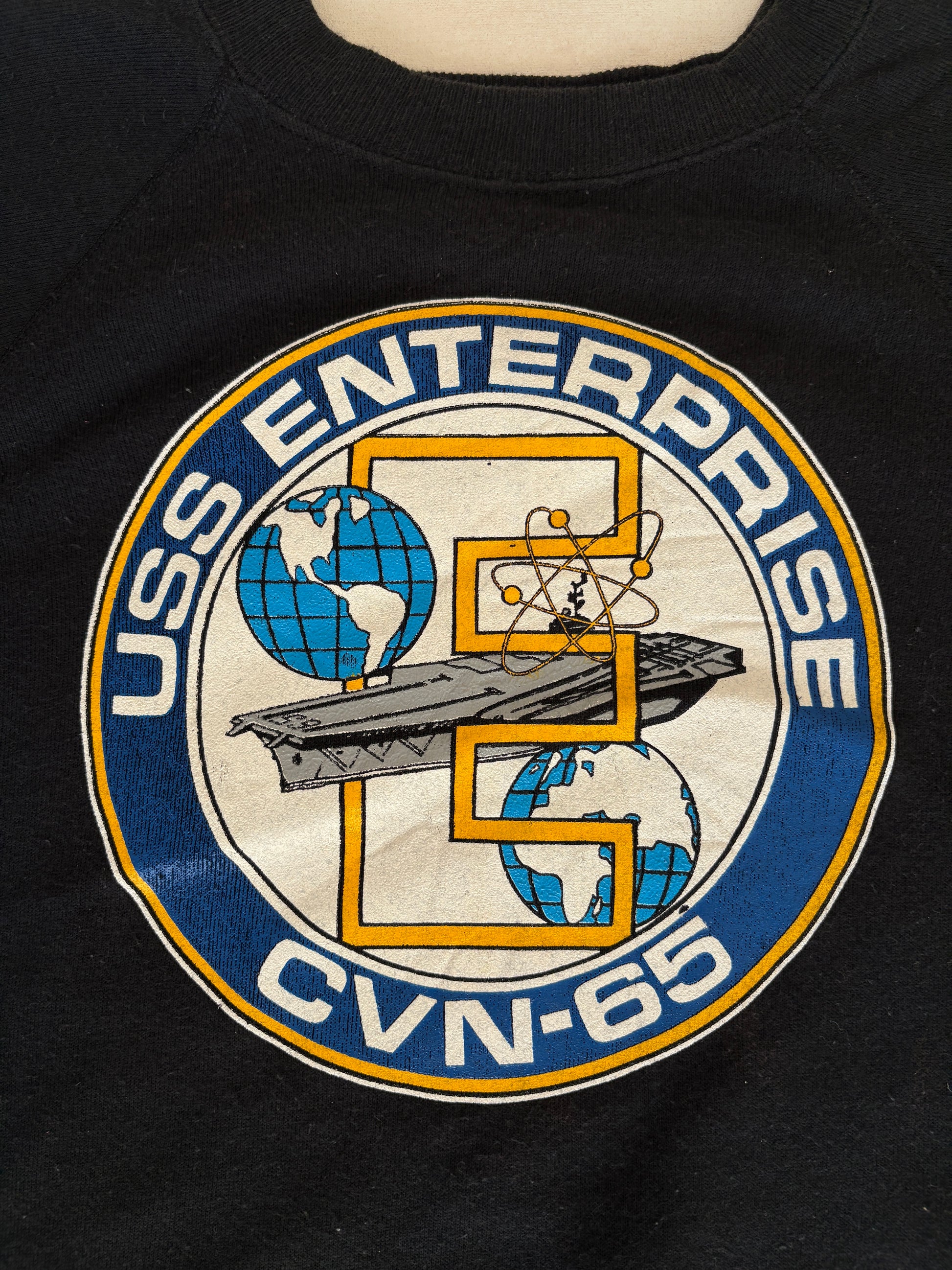 Size L Crew Neck 80s USS Enterprise CVN-65 Made In USA By Hanes - USA Vintage Bcn