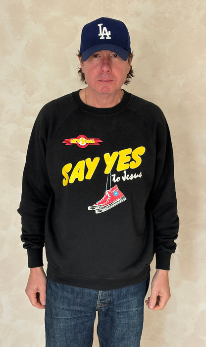 Size XL Crew Neck 80s Say Yes To Jesus Made In USA By BW-AJ357 Studio