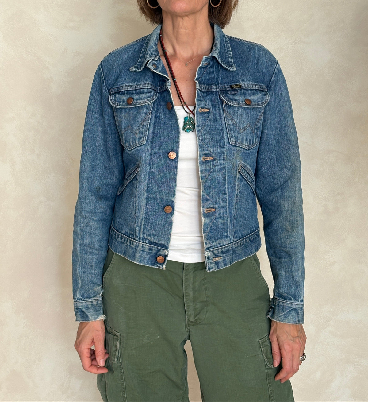 Size 36US . Vintage 70s Wrangler Denim Jacket – 4 Pockets – Made in USA-AJ357 Studio