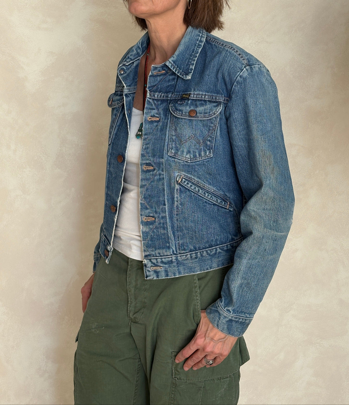 Size 36US . Vintage 70s Wrangler Denim Jacket – 4 Pockets – Made in USA-AJ357 Studio