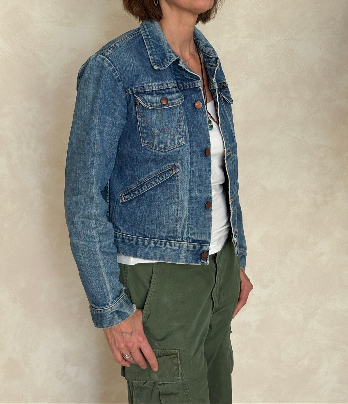 Size 36US . Vintage 70s Wrangler Denim Jacket – 4 Pockets – Made in USA-AJ357 Studio