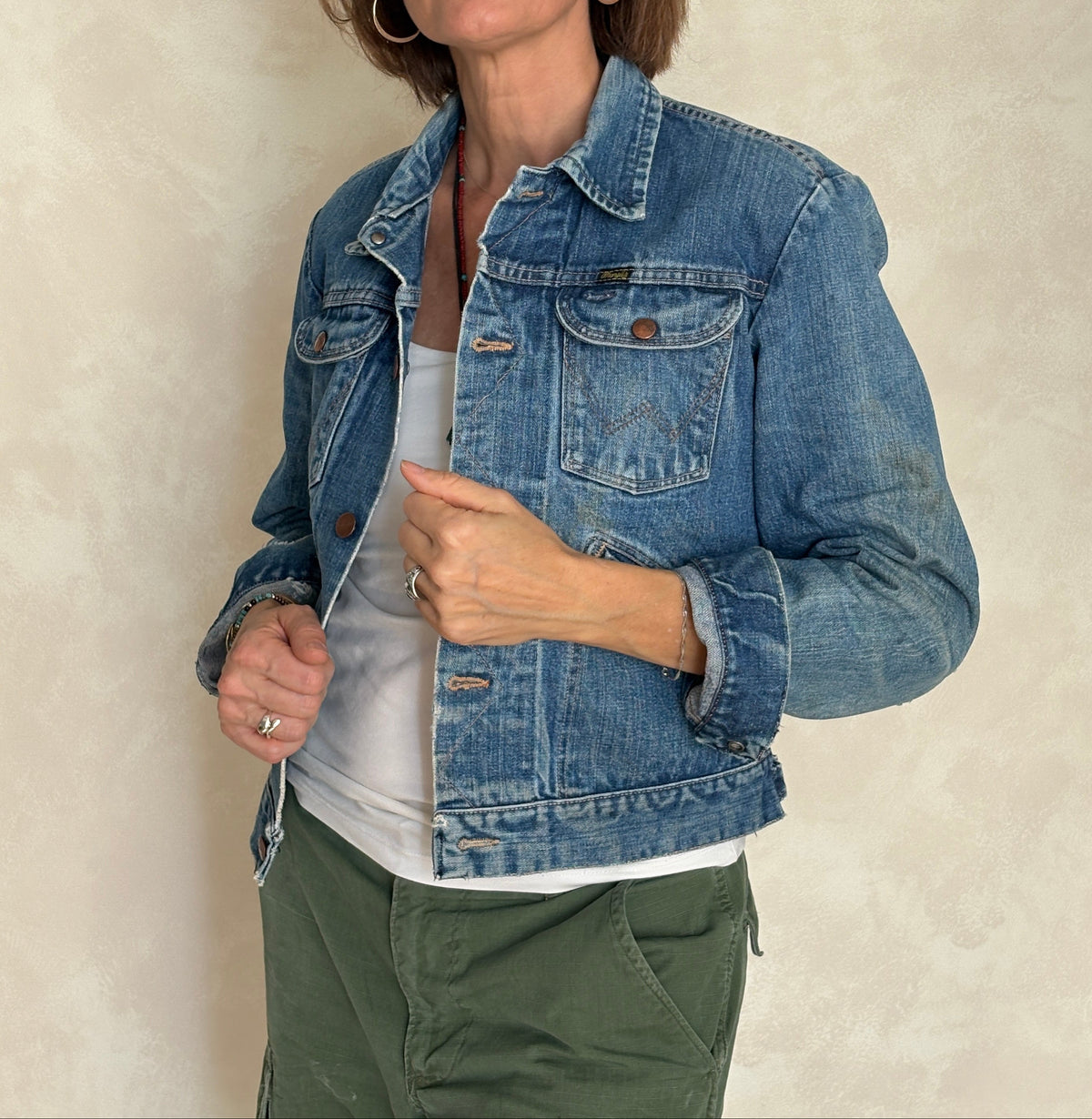 Size 36US . Vintage 70s Wrangler Denim Jacket – 4 Pockets – Made in USA-AJ357 Studio