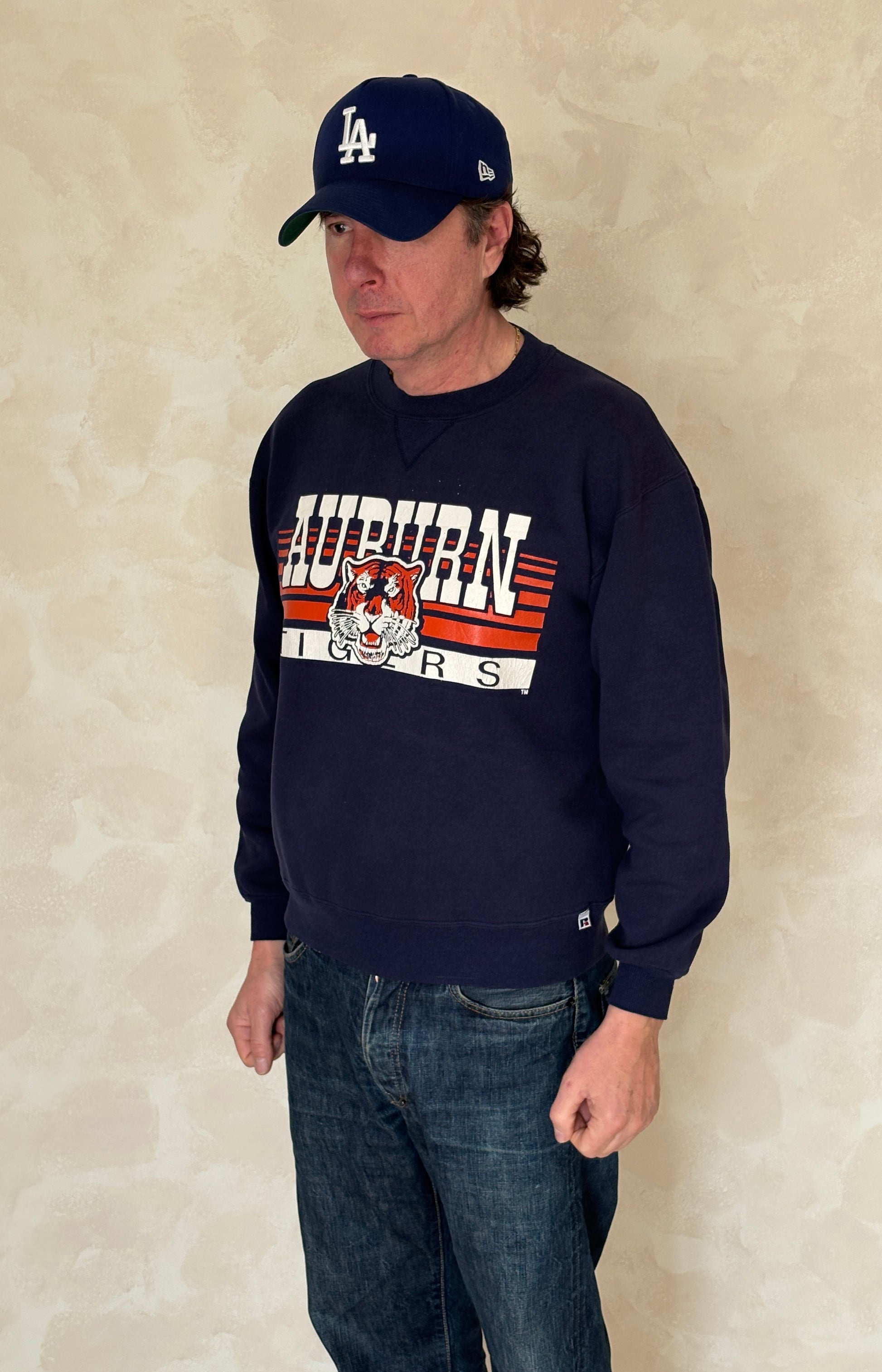 vintage auburn sweatshirt, auburn university crewneck, russell athletic usa, vintage college sweater,