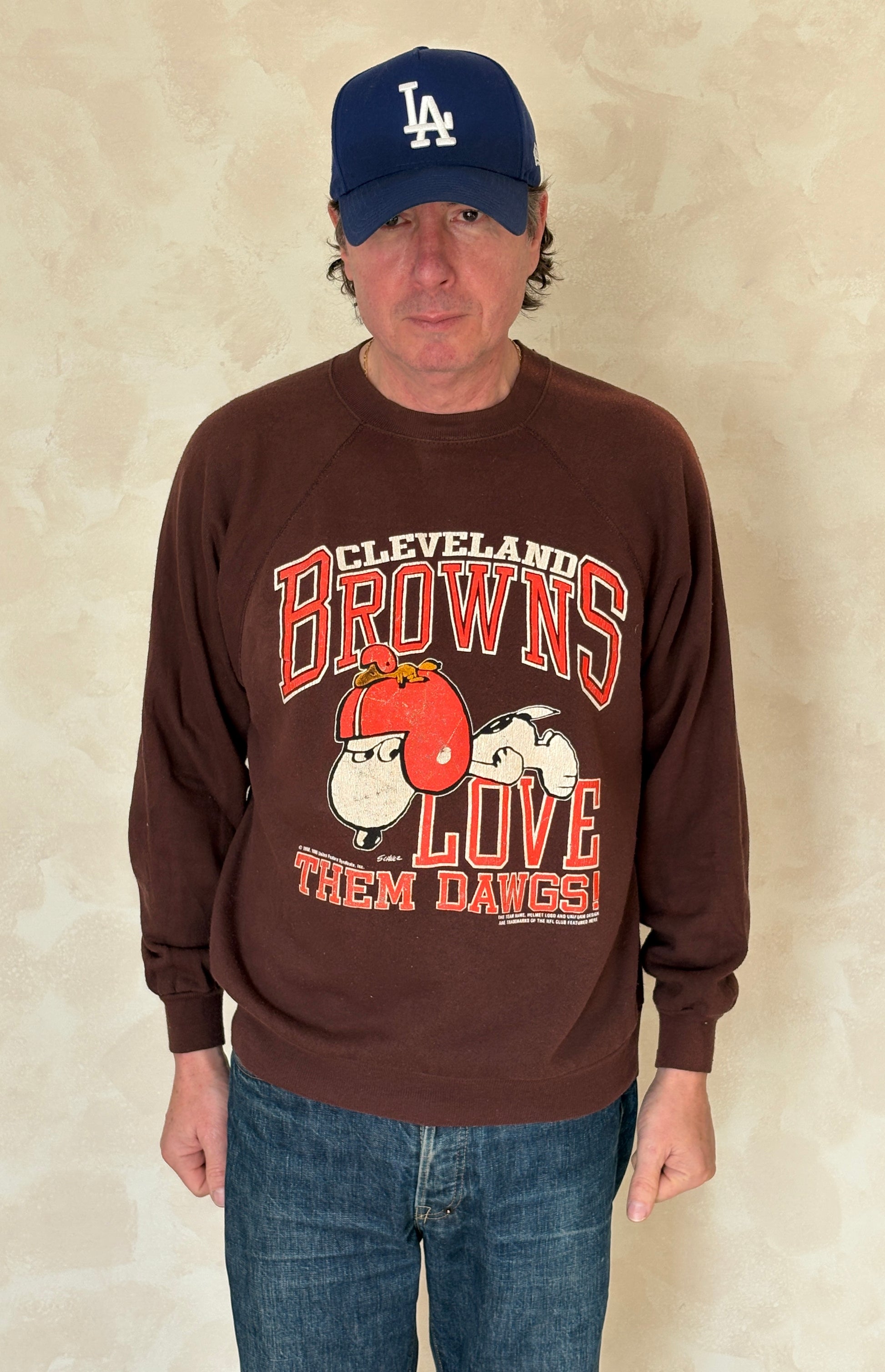 vintage cleveland browns sweatshirt, snoopy crewneck, russell athletic made in usa, vintage nfl sweatshirt, 80s sportswear