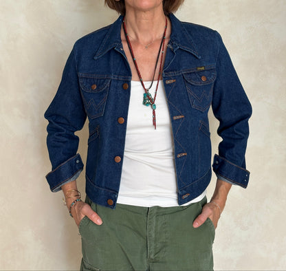Size 18US . Vintage 70s Wrangler Denim Jacket – 4 Pockets – Made in USA-AJ357 Studio