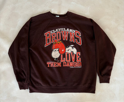 Size L Crew Neck Cleveland Browns Snoopy Made in USA By Russell-AJ357 Studio