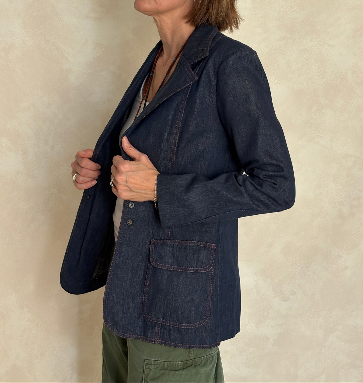 Size 36US .Vintage 1970s Patty Woodard Denim Blazer — Made in California-AJ357 Studio