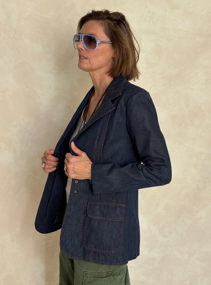 Size 36US .Vintage 1970s Patty Woodard Denim Blazer — Made in California-AJ357 Studio
