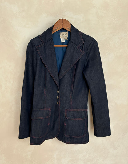 Size 36US .Vintage 1970s Patty Woodard Denim Blazer — Made in California-AJ357 Studio