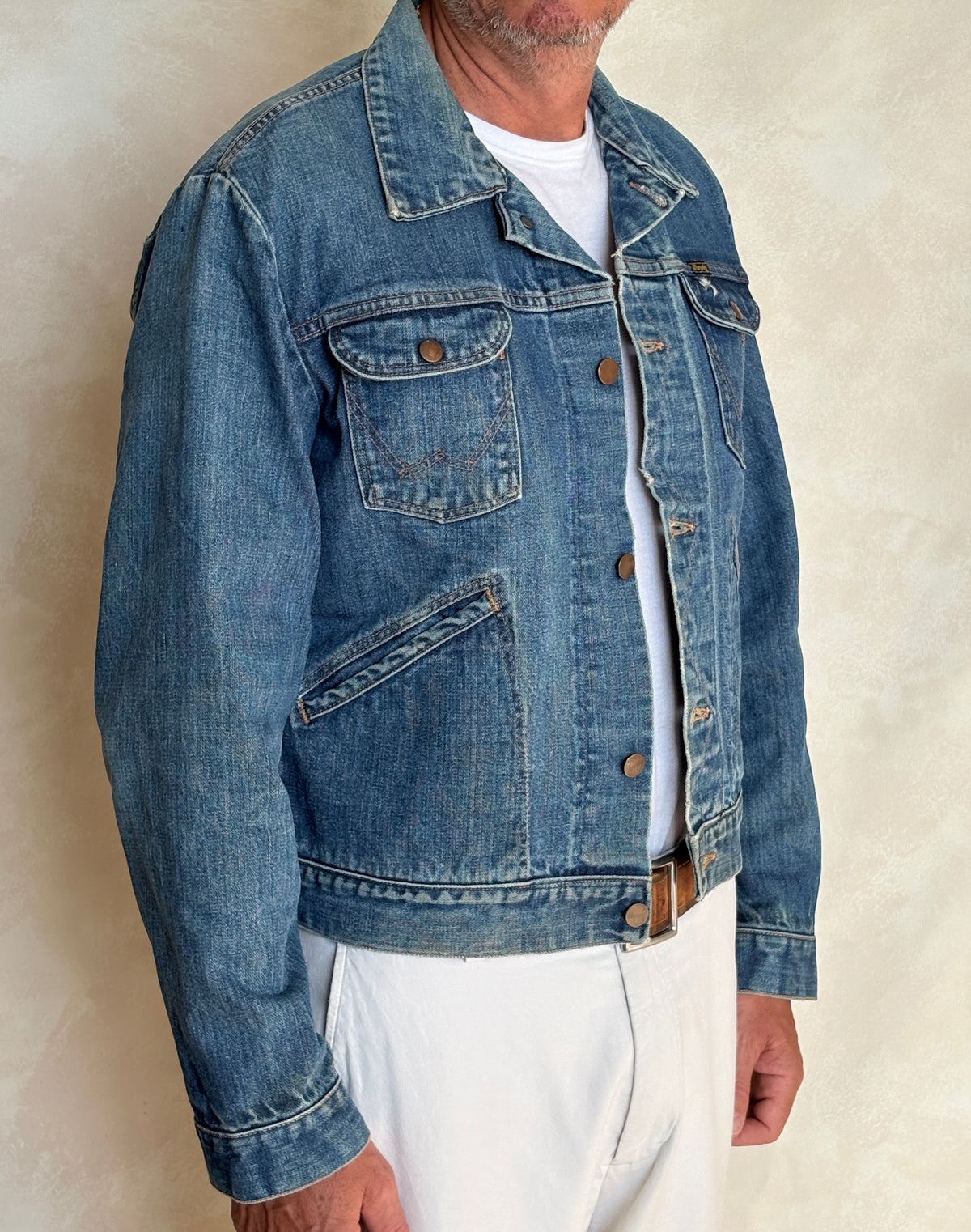 Size 44US / 54 EU Authentic 70s Wrangler denim jacket -4 pockets- Made in the USA-AJ357 Studio