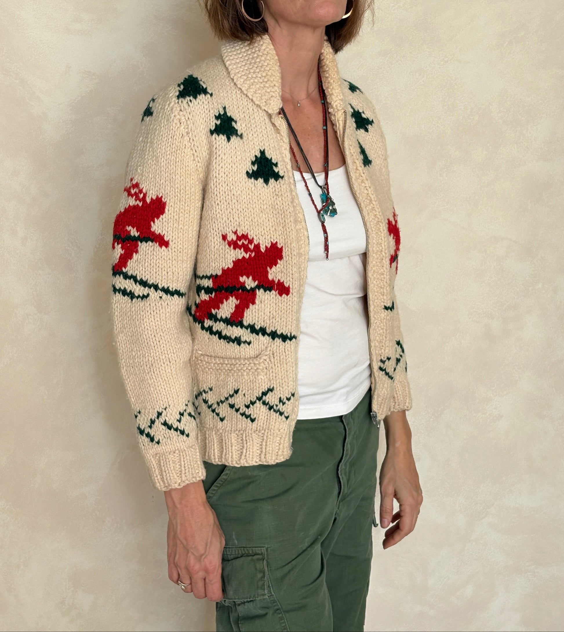 Vintage Hand Knit 100% Wool Cowichan hand made in Canada-AJ357 Studio