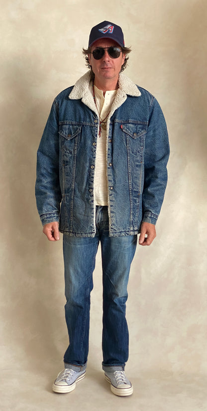 Size 46US/56EU. 4 pockets Vintage Levis fleece Jacket Made in USA.-AJ357 Studio