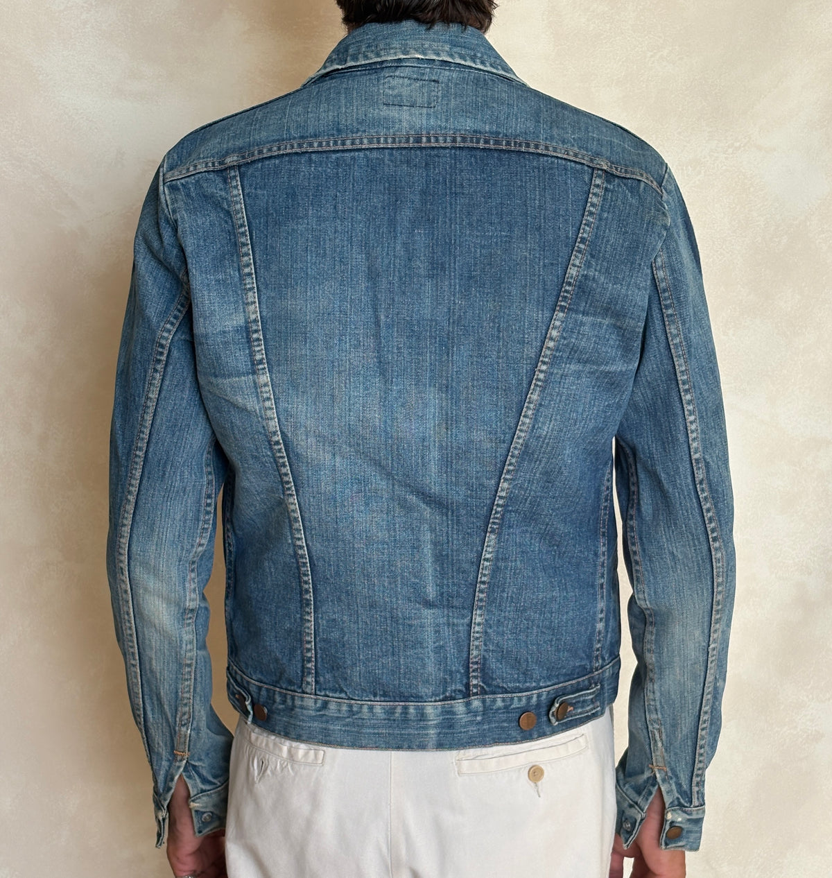 Size 40 Long US. Authentic 70s Wrangler denim jacket -4 pockets- Made in the USA-AJ357 Studio