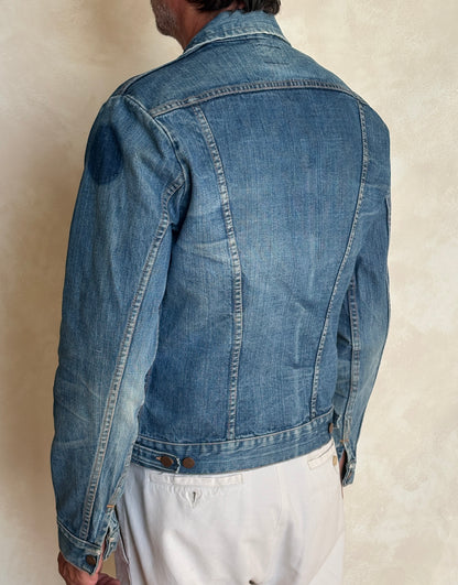 Size 40 Long US. Authentic 70s Wrangler denim jacket -4 pockets- Made in the USA-AJ357 Studio