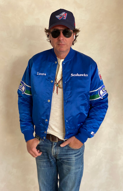 Medium. Vintage 80S Seahawks satin Starter jacket made in USA-AJ357 Studio