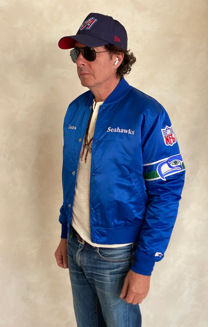 Medium. Vintage 80S Seahawks satin Starter jacket made in USA-AJ357 Studio