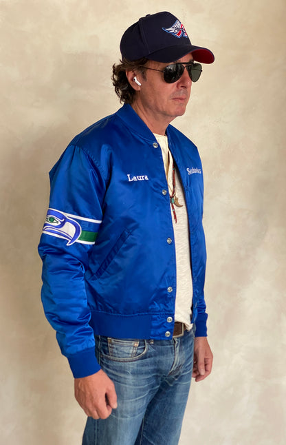 Medium. Vintage 80S Seahawks satin Starter jacket made in USA-AJ357 Studio
