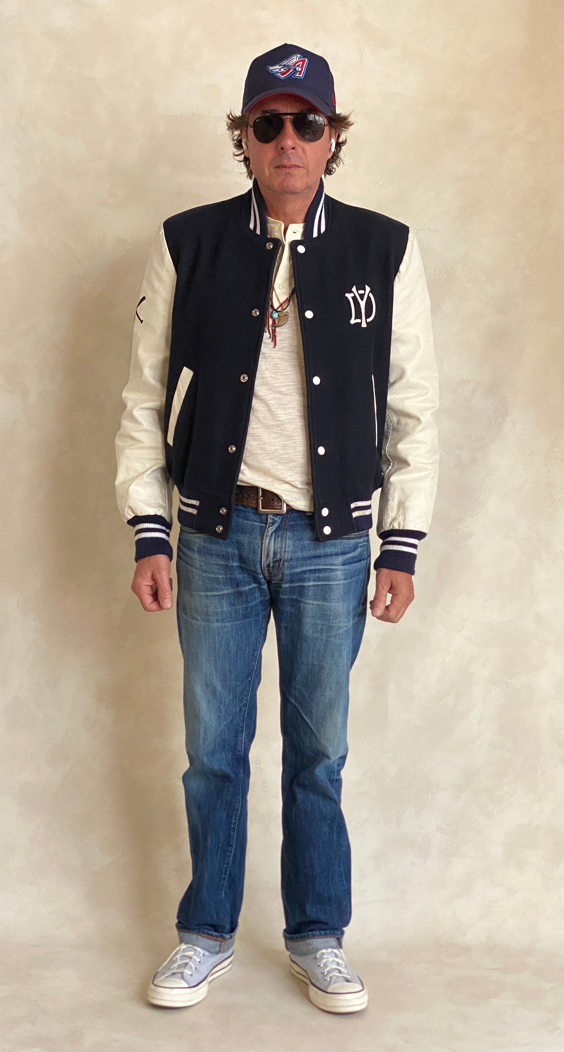 vintage varsity jacket made in canada size medium black wool white leather aj357 studio