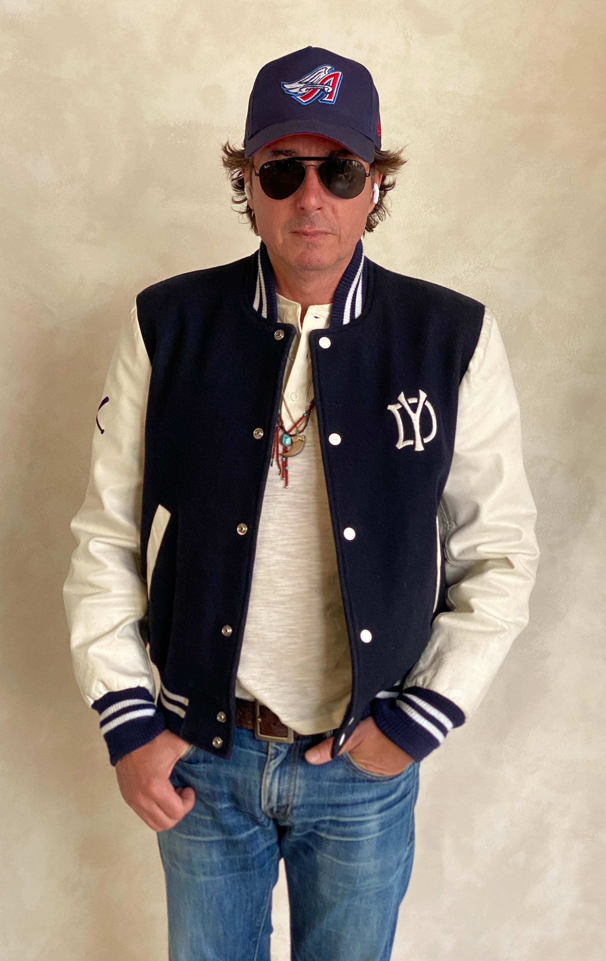 vintage varsity jacket made in canada size medium black wool white leather aj357 studio