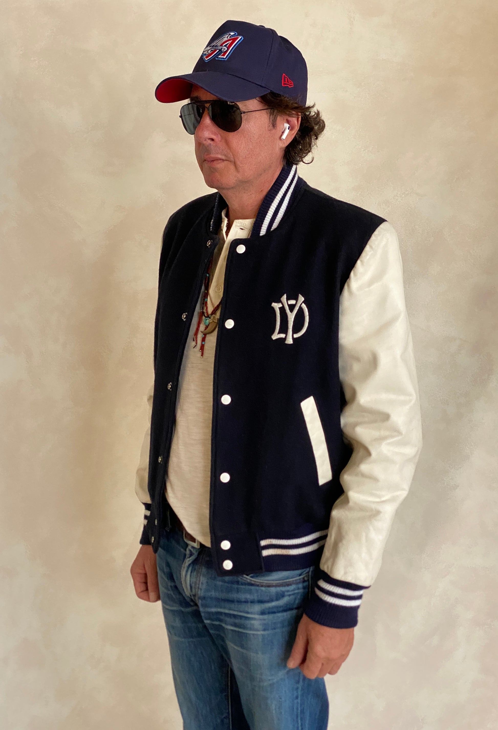 vintage varsity jacket made in canada size medium black wool white leather aj357 studio