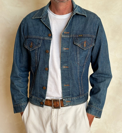 Size 38US / 48EU. Original 70s Wrangler denim jacket with painted back – Made in the USA-AJ357 Studio