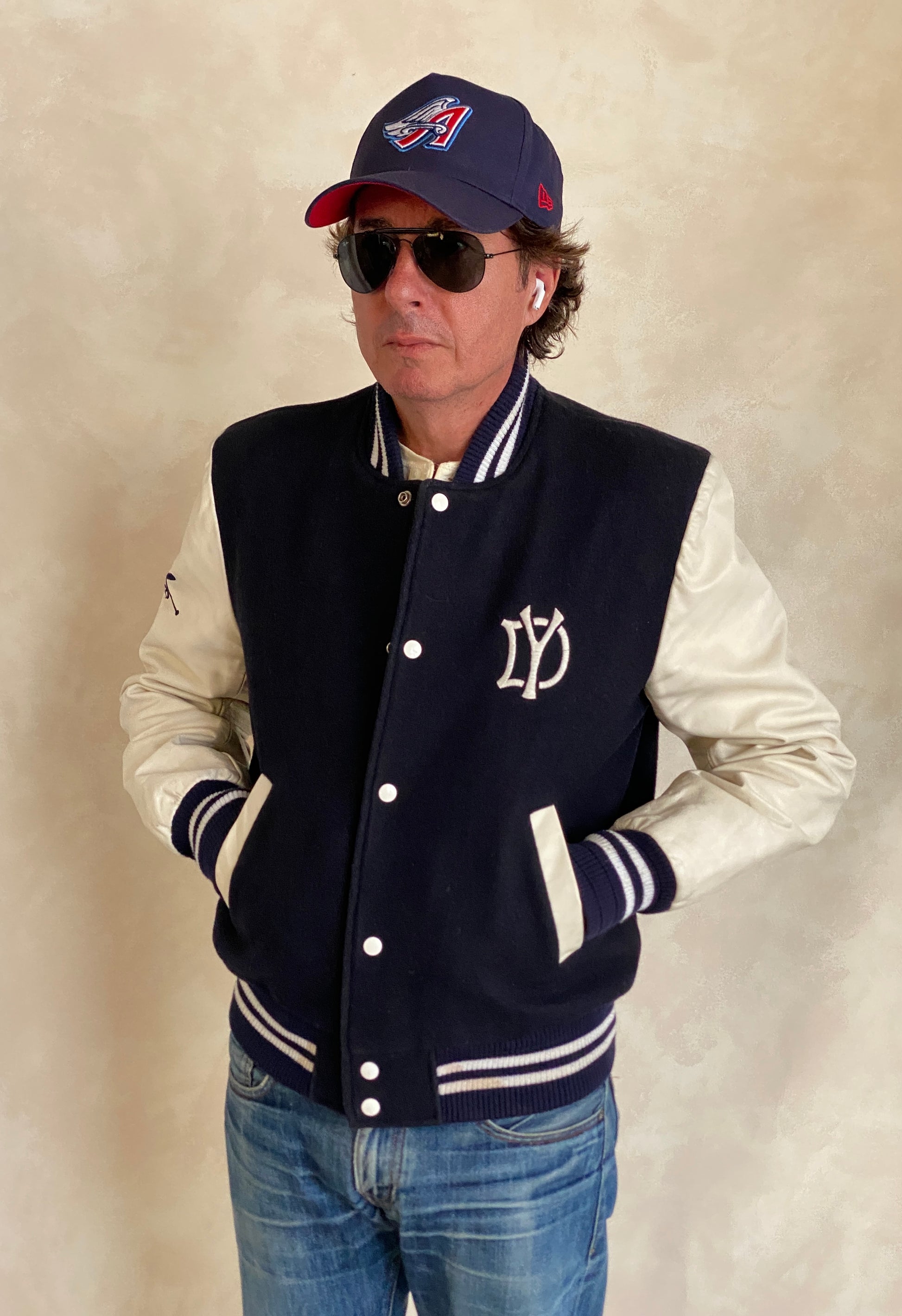 vintage varsity jacket made in canada size medium black wool white leather aj357 studio