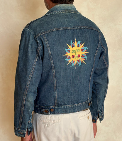 Size 38US / 48EU. Original 70s Wrangler denim jacket with painted back – Made in the USA-AJ357 Studio