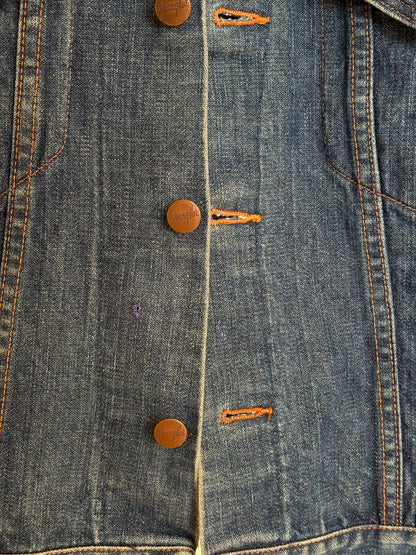 Size 38US / 48EU. Original 70s Wrangler denim jacket with painted back – Made in the USA-AJ357 Studio