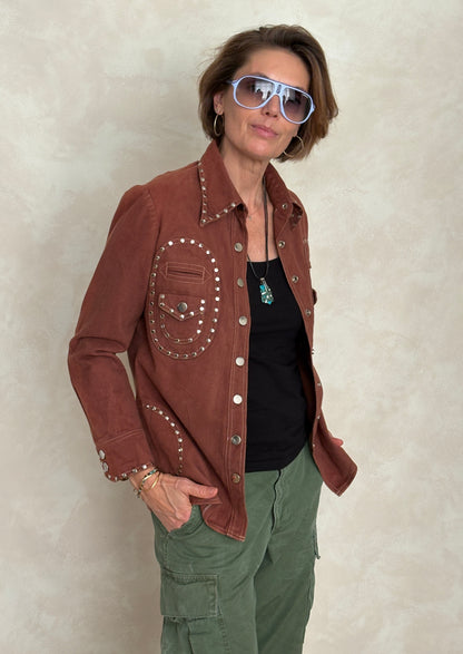 Vintage “Whip-O-Will” Studded Western Shirt – Rust Brown Cotton Size 13