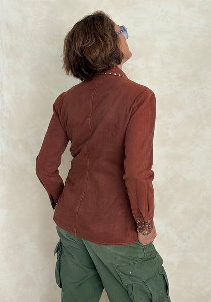 Vintage “Whip-O-Will” Studded Western Shirt – Rust Brown Cotton Size 13