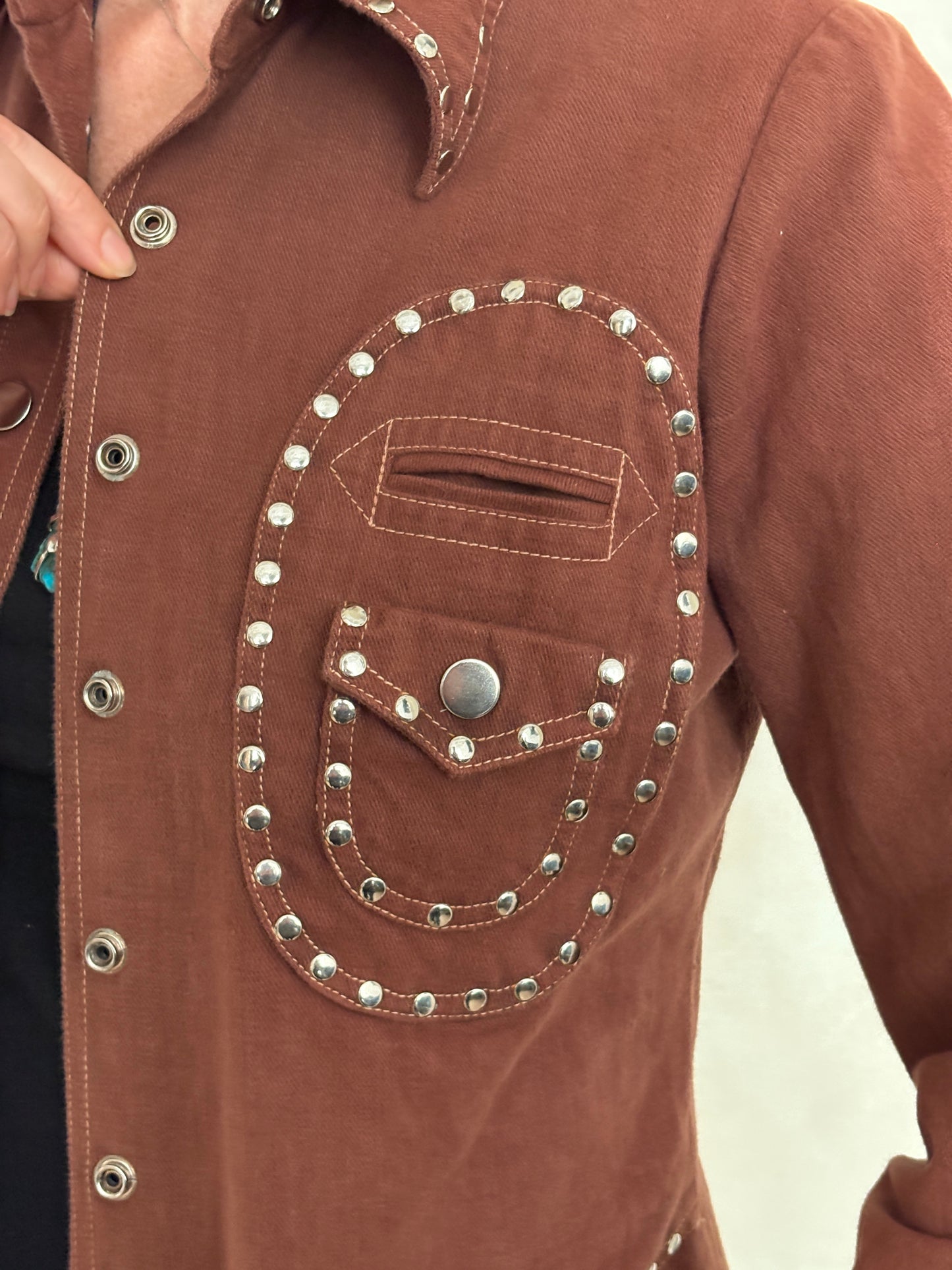 Vintage “Whip-O-Will” Studded Western Shirt – Rust Brown Cotton Size 13