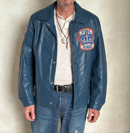Size 44US / 54EU .Vintage Leather Hockey Jacket Men’s – Soft Canadian Leather – Made in Canada-AJ357 Studio