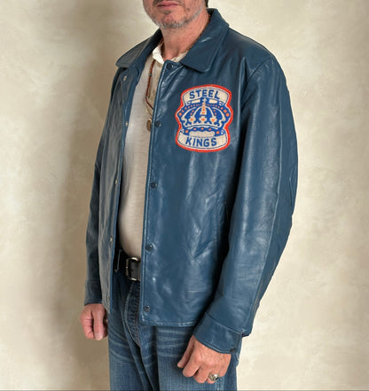 Size 44US / 54EU .Vintage Leather Hockey Jacket Men’s – Soft Canadian Leather – Made in Canada-AJ357 Studio