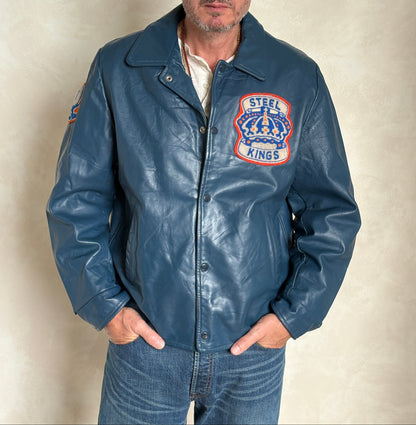 Size 44US / 54EU .Vintage Leather Hockey Jacket Men’s – Soft Canadian Leather – Made in Canada-AJ357 Studio