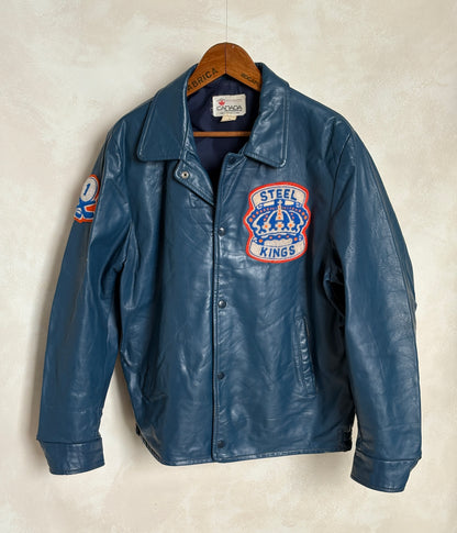 Size 44US / 54EU .Vintage Leather Hockey Jacket Men’s – Soft Canadian Leather – Made in Canada-AJ357 Studio