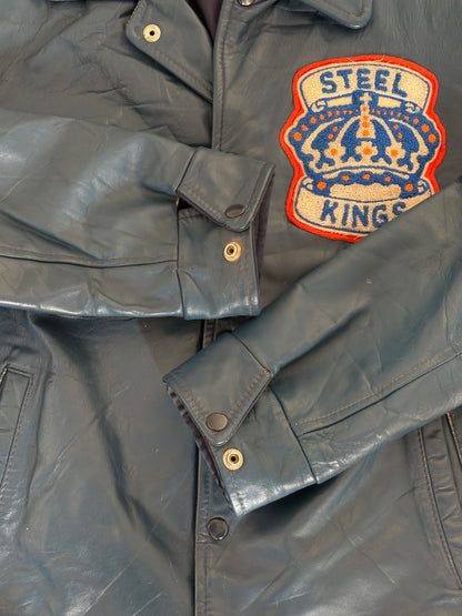 Size 44US / 54EU .Vintage Leather Hockey Jacket Men’s – Soft Canadian Leather – Made in Canada-AJ357 Studio