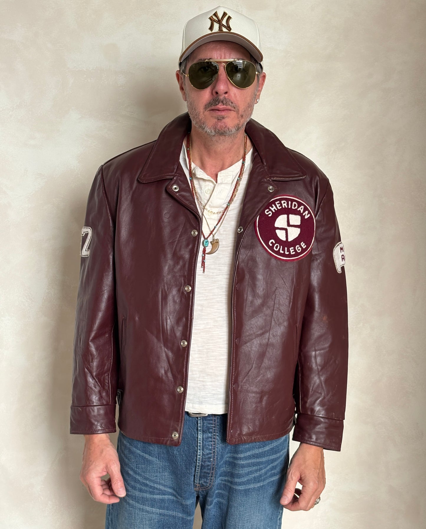 Size 44US / 54EU  Vintage Varsity Leather Jacket – Canadian Made – College Style