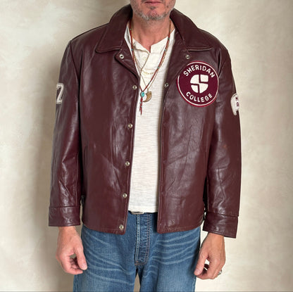 Size 44US / 54EU Vintage Varsity Leather Jacket – Canadian Made – College Style-AJ357 Studio