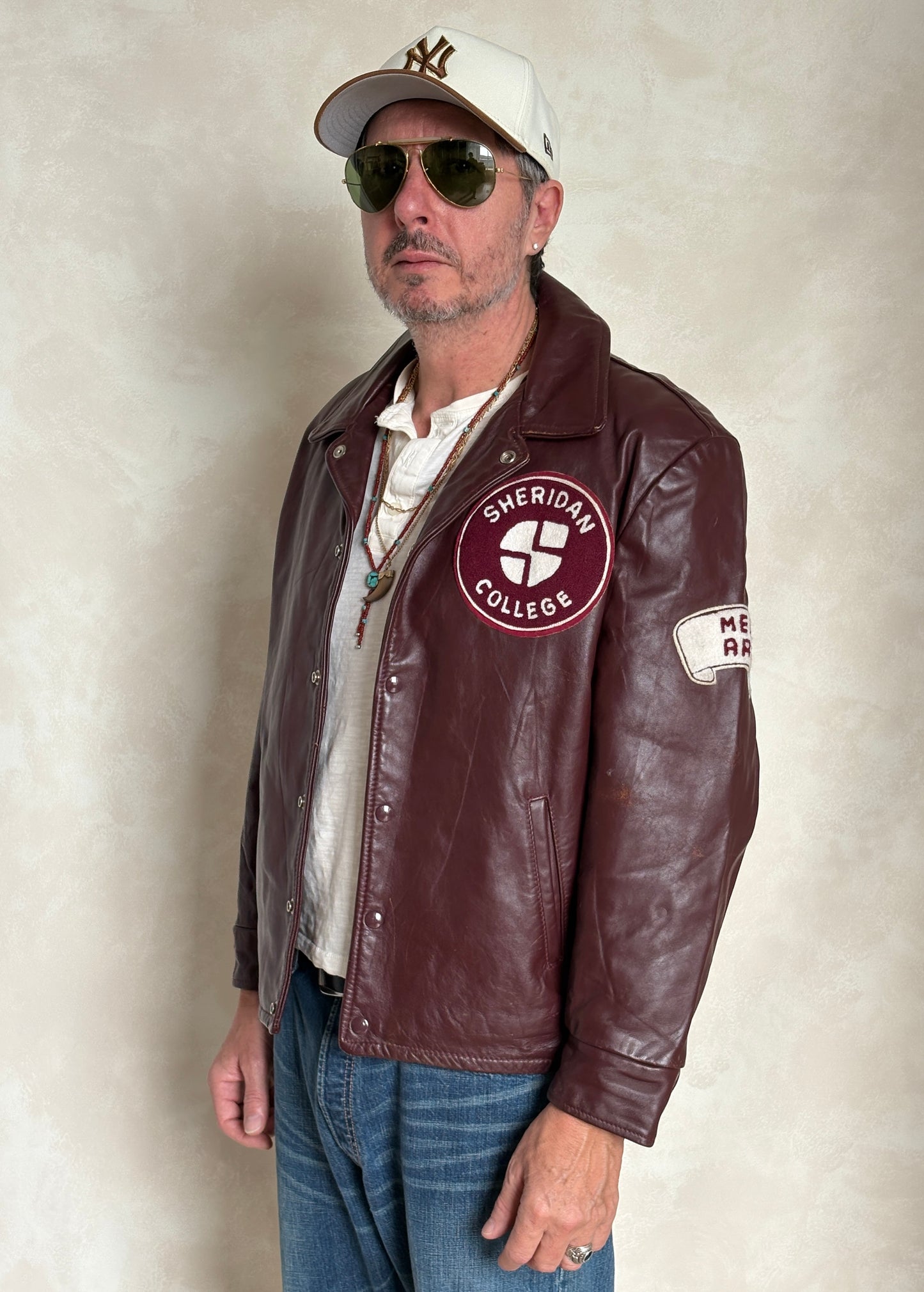 Size 44US / 54EU  Vintage Varsity Leather Jacket – Canadian Made – College Style