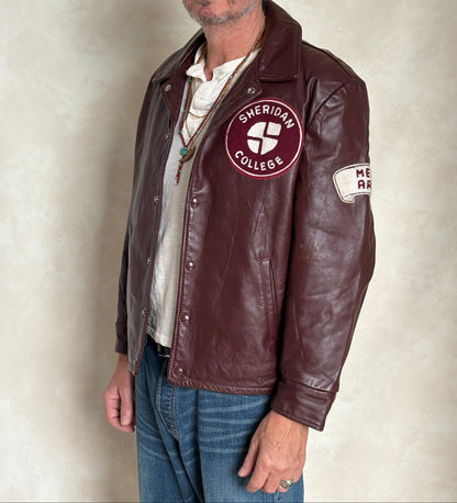 Size 44US / 54EU Vintage Varsity Leather Jacket – Canadian Made – College Style-AJ357 Studio