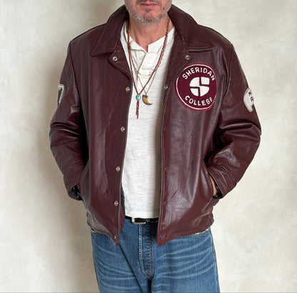 Size 44US / 54EU Vintage Varsity Leather Jacket – Canadian Made – College Style-AJ357 Studio